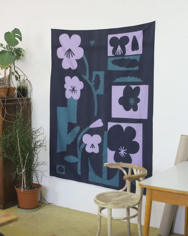 Pansy flowers large wall hanging