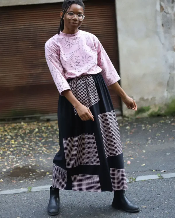 Pink grid skirt