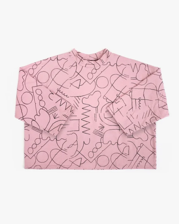 Pink drawing loose t-shirt
