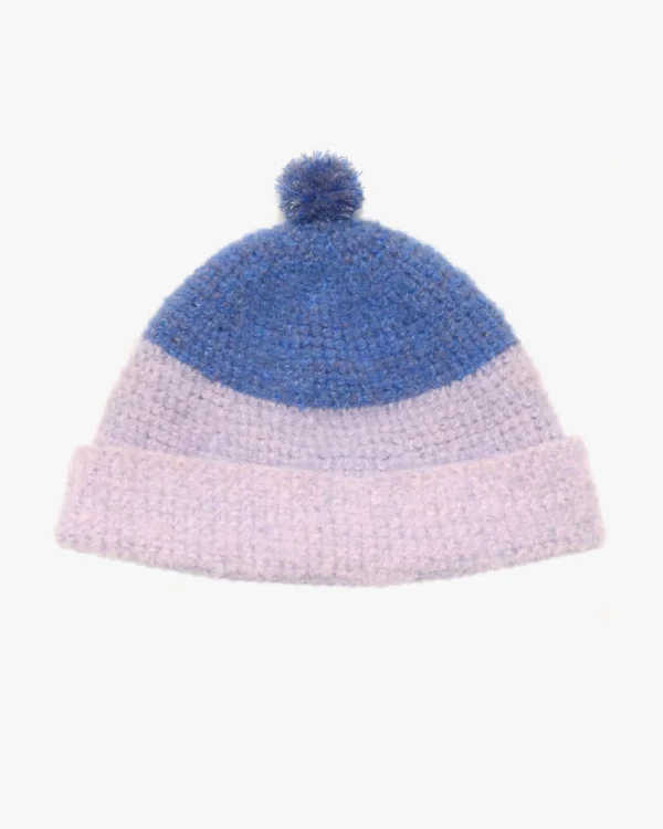 Blue and lila mohair beanie