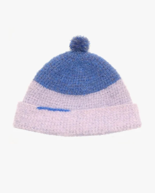 Blue and lila mohair beanie