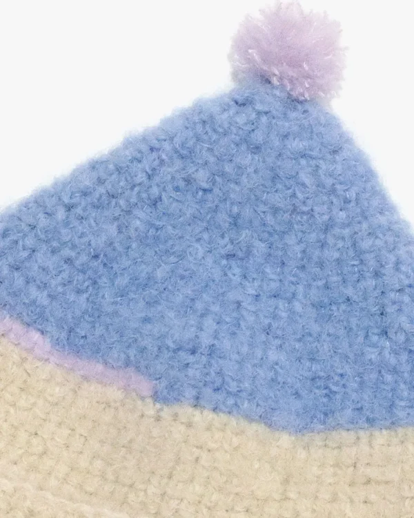 Blue and white mohair beanie