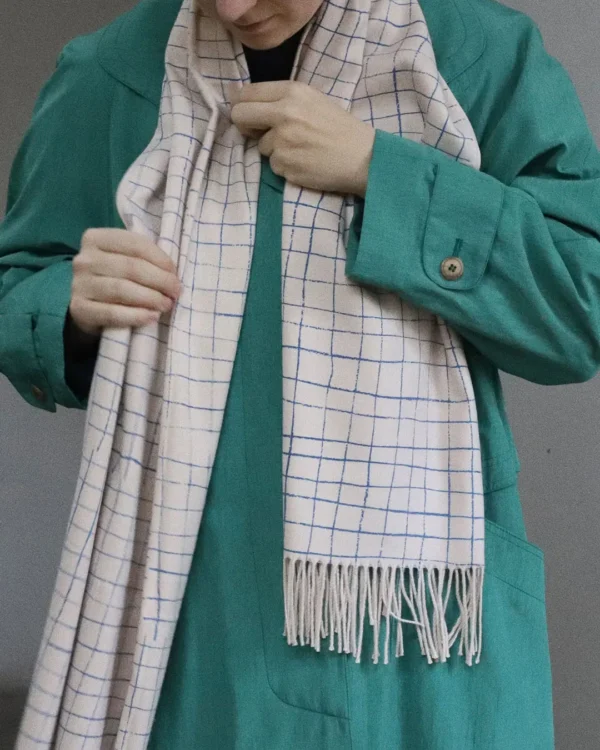 Blue grid scarf