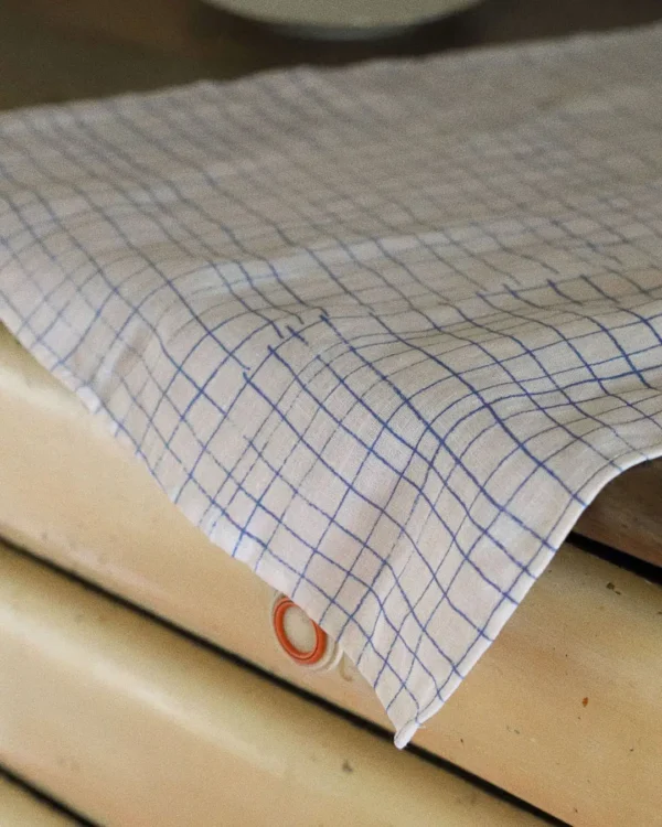Blue grid tea towel