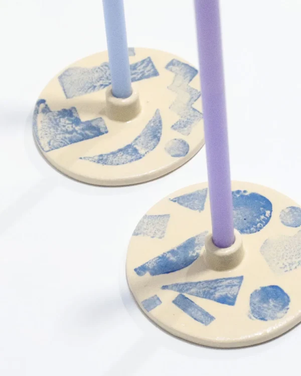 Blue shapes mini candle holder