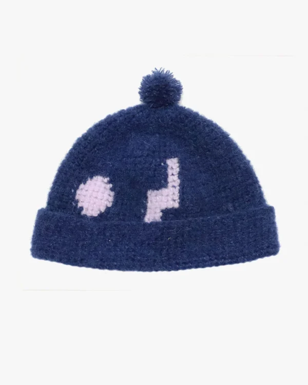 Dark blue mohair beanie