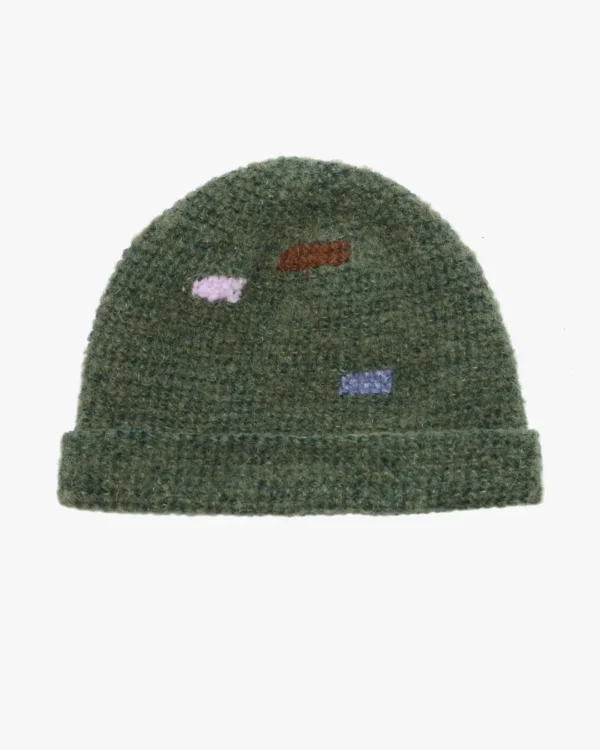 Green alpaca beanie