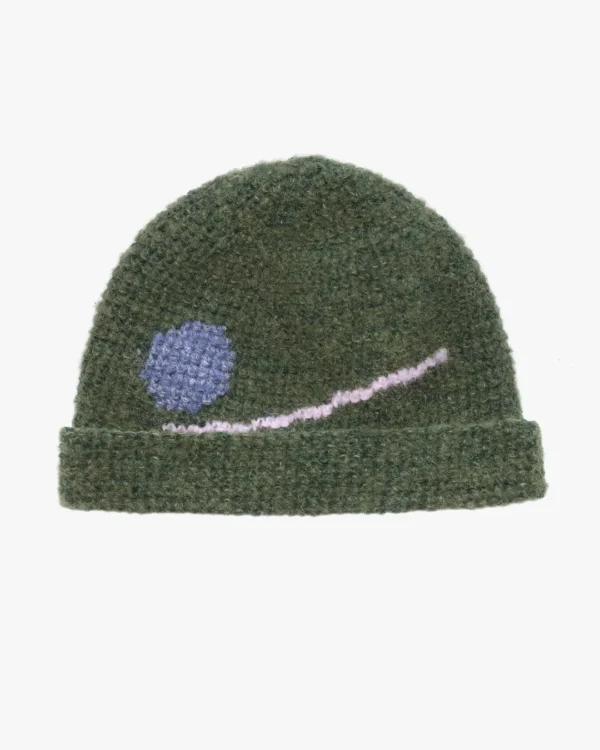 Green alpaca beanie