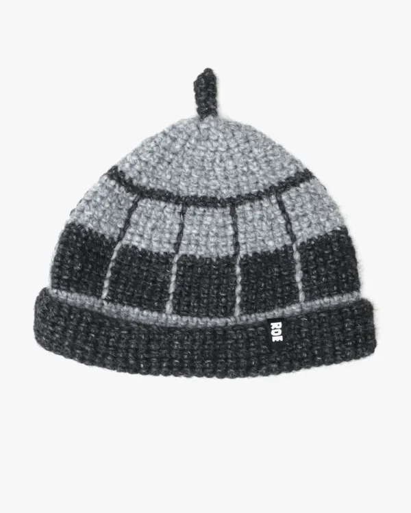 Grey grid wool beanie