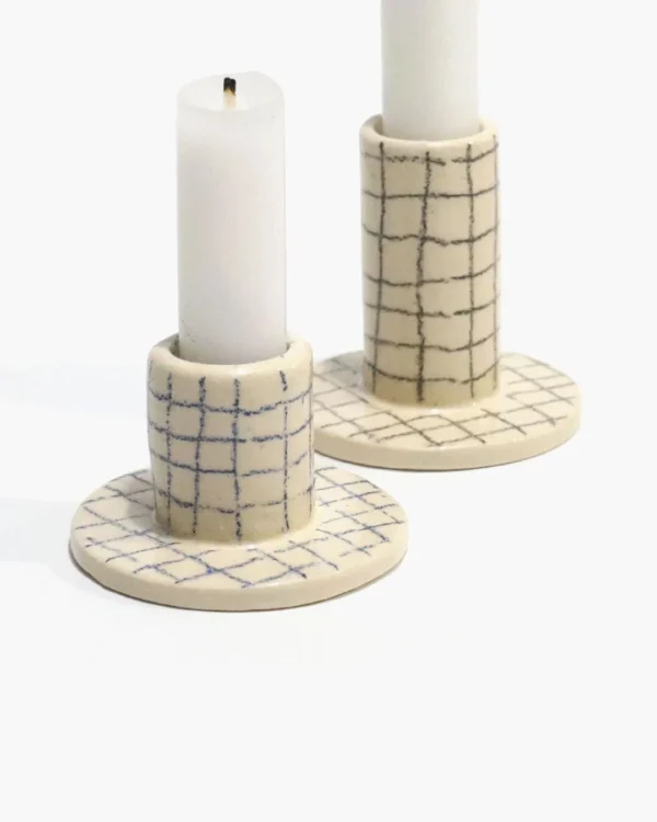 Grid tall candle holder