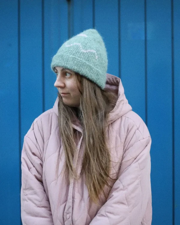 Mint mohair beanie