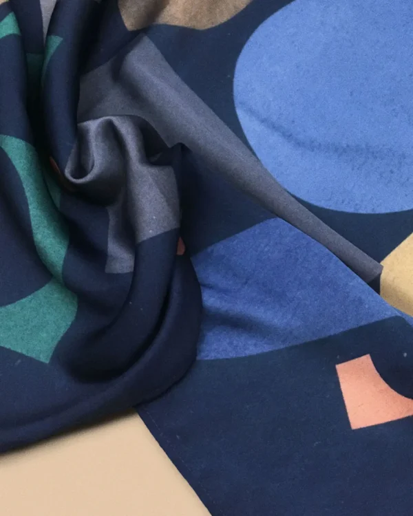 Night blue shapes satin scarf