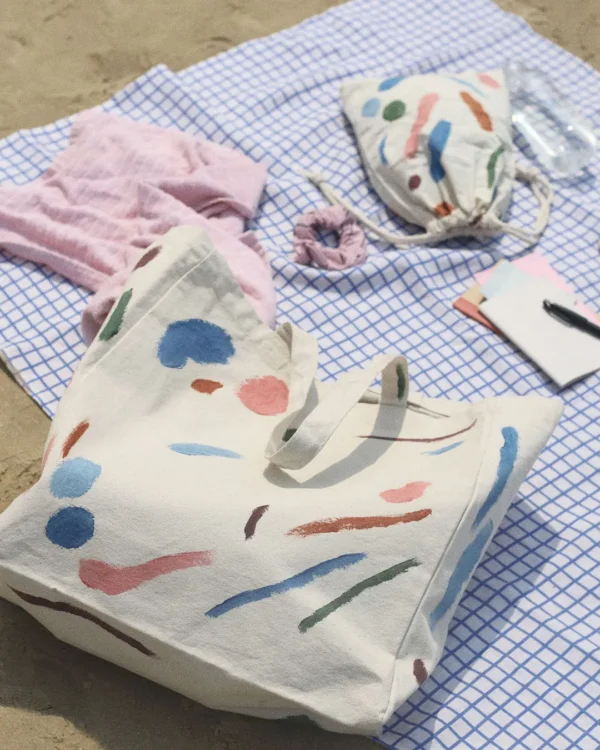 Pastel painted big cotton bag