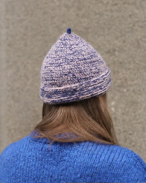 Pink and blue noise alpaca beanie