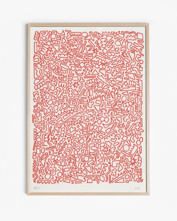 Red pile of shapes print