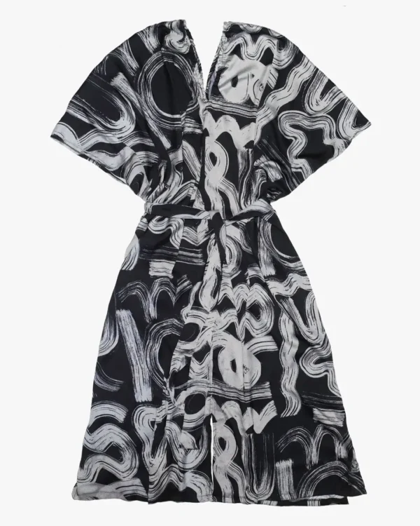 Brush strokes kimono dress
