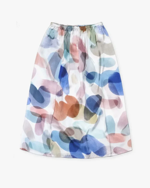 Color strokes satin skirt